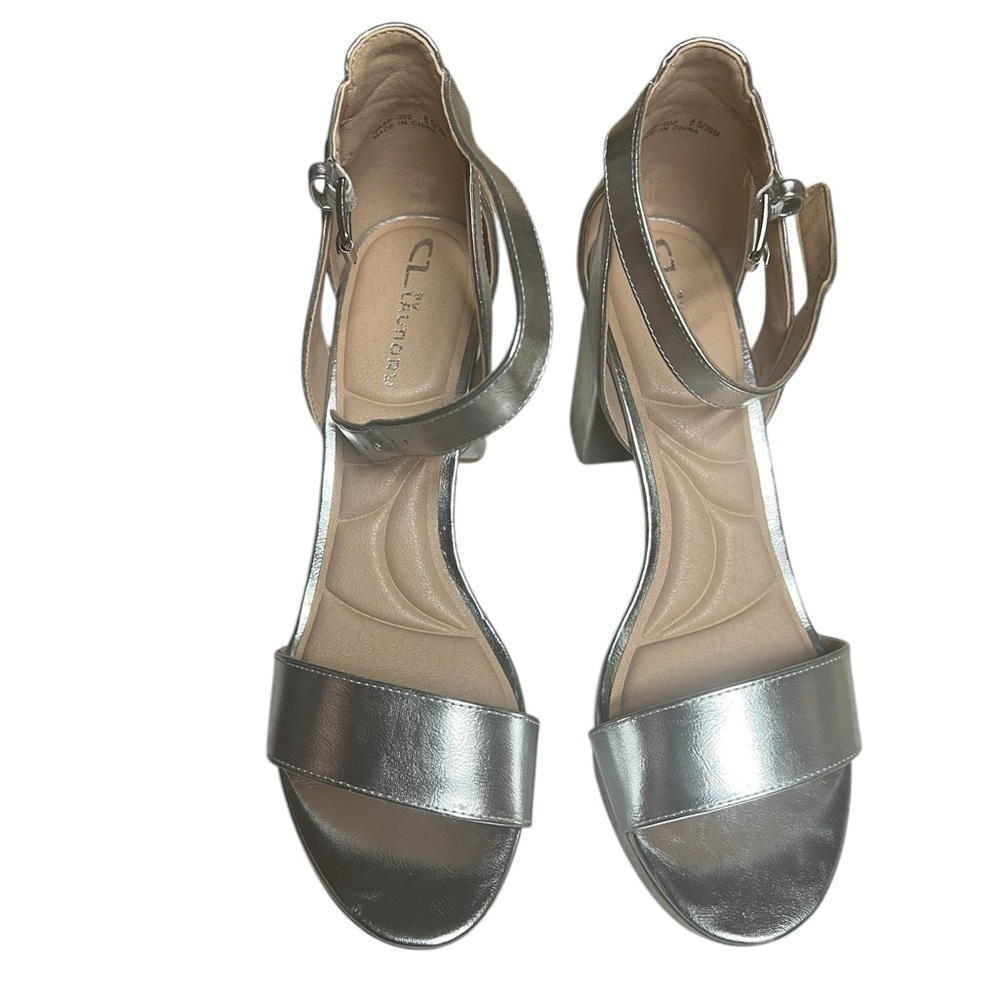 CL by Laundry Silver Platform Strap Sandals 8.5W